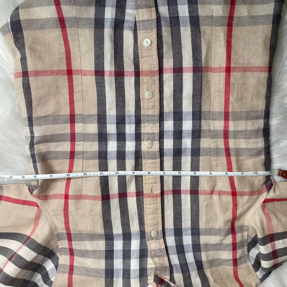 Burberry Brit Checked Metallic Thread Button Up Top - Picture 9 of 10